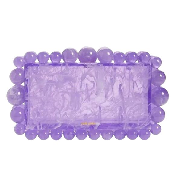 Cult Gaia Handbags - Cult Gaia Eos Beaded Acrylic Box Clutch Glass Purse Purple Lavender Bubbles